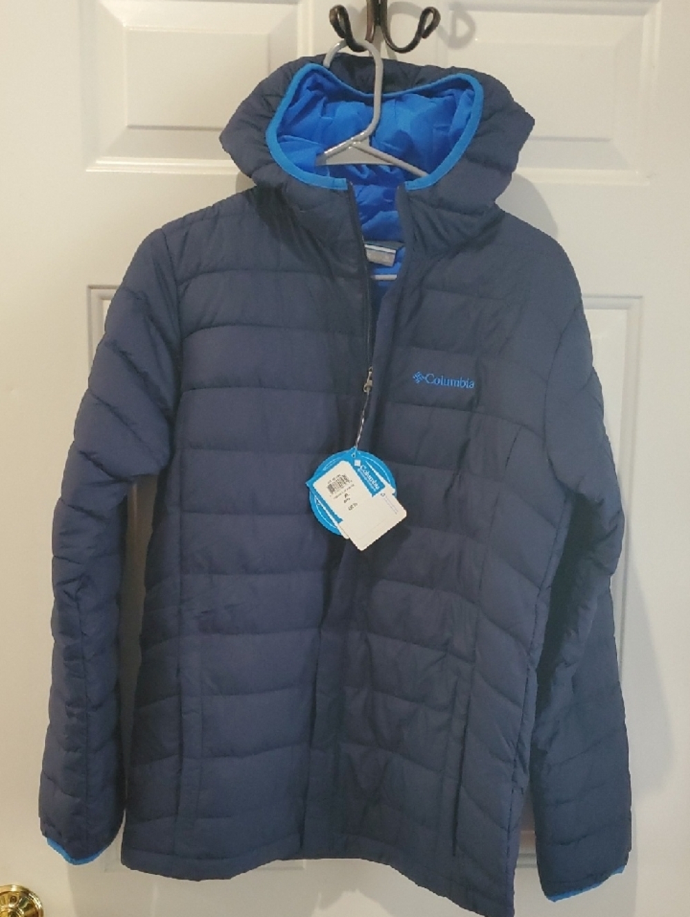 Columbia Kids Navy Blue Puffer Jacket with Bright Blue Trim
